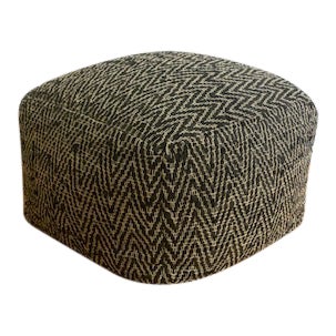 Black & White Chevron Ottoman For Sale