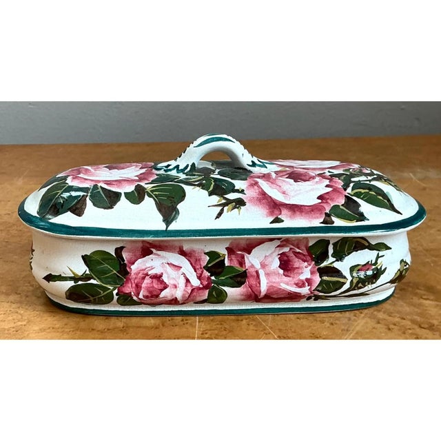 Vintage Rose Motif Porcelain Trinket Box For Sale - Image 10 of 12