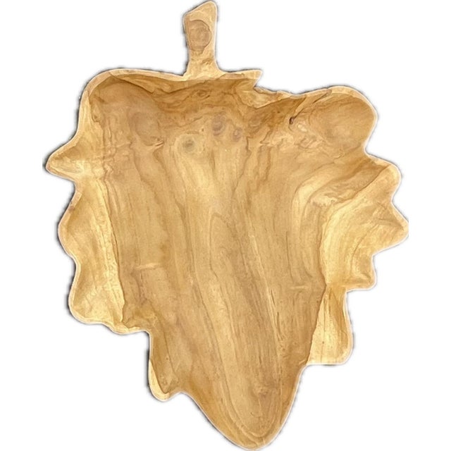 Vintage Hand-Carved Solid Teak Leaf Serving Boards – Set of 5 For Sale - Image 4 of 11