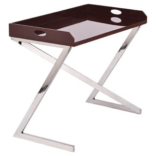 Console or Desk in Chrome and Brown Acrylic Glass by Romeo Rega, Italy, 1970s For Sale