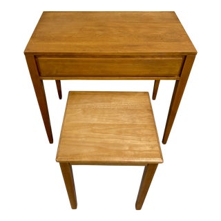 Vintage Leslie Diamond Conant Ball Modernmates Birch MCM Vanity With Stool For Sale