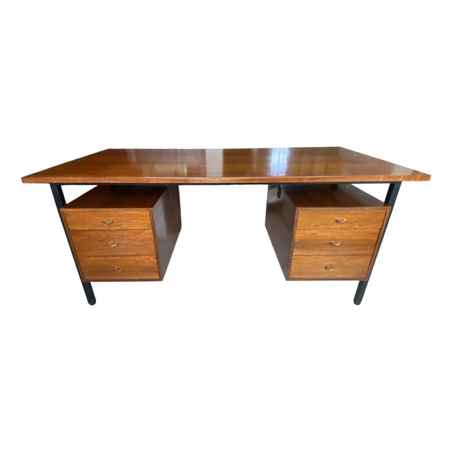 Vintage Scandinavian-Style Executive Desk in Rosewood and Metal, 1960s For Sale