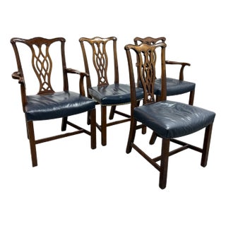 Georgian Carved Mahogany Dining Chairs, Set of Four For Sale