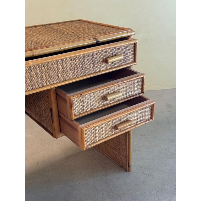 Mid-Century Modern Bamboo and Rattan Desk, 1970s For Sale - Image 10 of 13