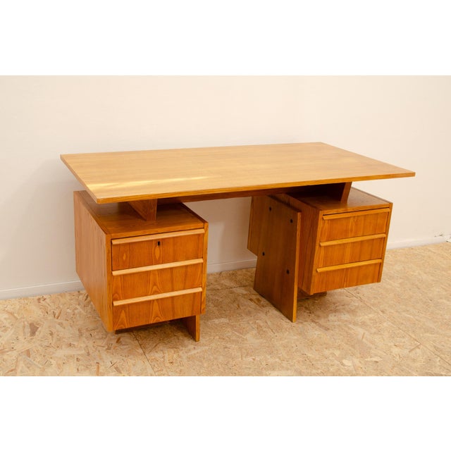 Mid-Century Modern Large Czechoslovak Writing Desk, 1970s For Sale - Image 3 of 17