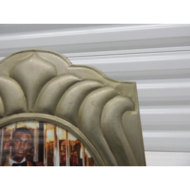 Vintage Large Silver-Tone Tin Sheet Metal Picture Frame For Sale - Image 4 of 9