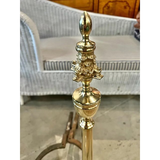 Federal Classical Brass Andirons For Sale - Image 4 of 9