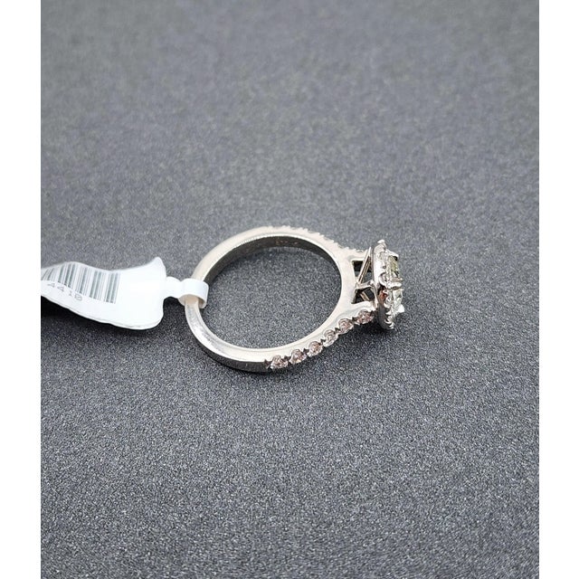 Silver 1.70 Ct Diamond Halo Ring Size 6.5 For Sale - Image 8 of 9