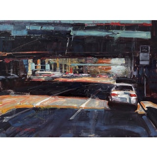Long Shadows by Jim Beckner | Oil on Panel Painting of a city street with cars and shadows. For Sale