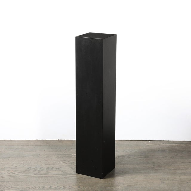 Mid-Century Modernist Matte Black Laminate Pedestal For Sale In New York - Image 6 of 9