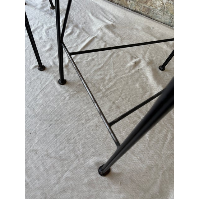 1960s Black Leather/Metal Counter Stools For Sale - Image 10 of 11
