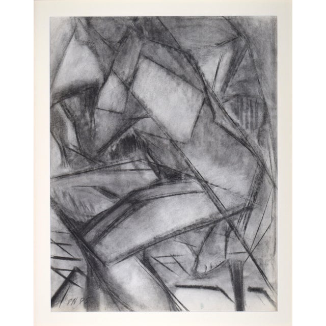 Vintage Cubist Charcoal Figure Drawing of a Seated Nude 1985 | Chairish