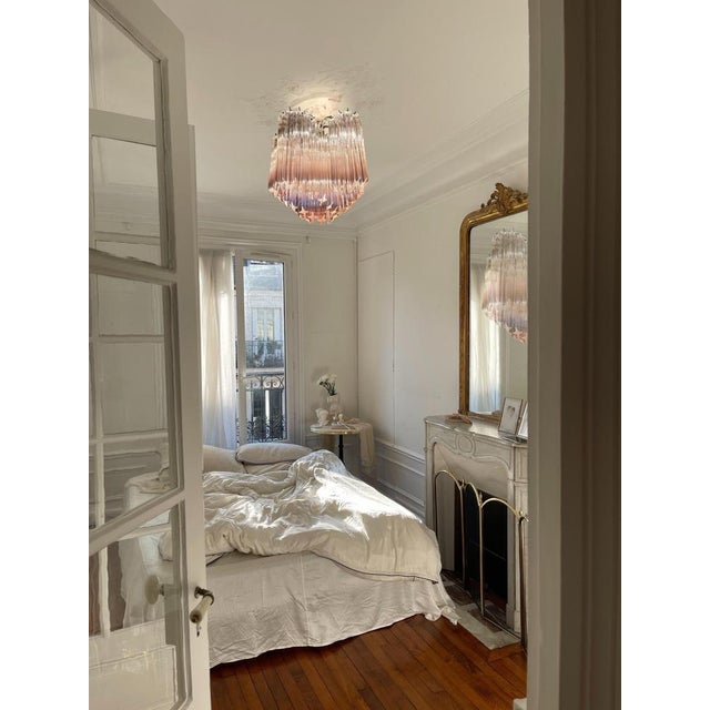 Metal Murano Pink Glass Chandeliers, 1990s For Sale - Image 7 of 17