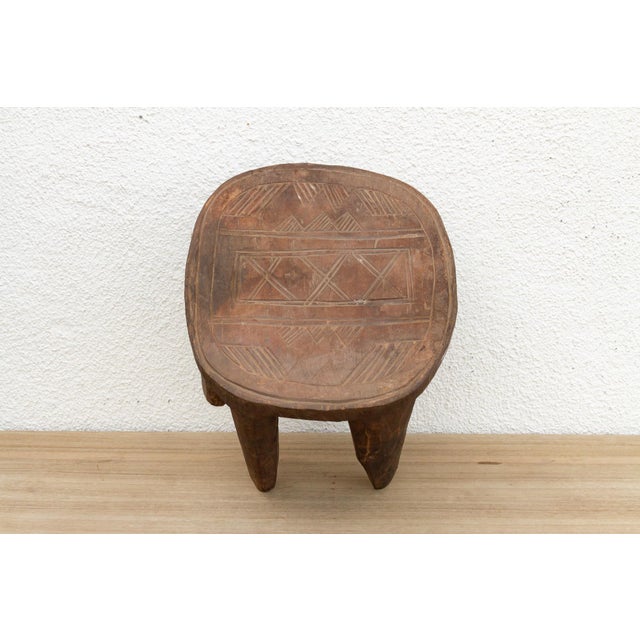 Brown Rugged Brown Vintage Nupe Stool For Sale - Image 8 of 10