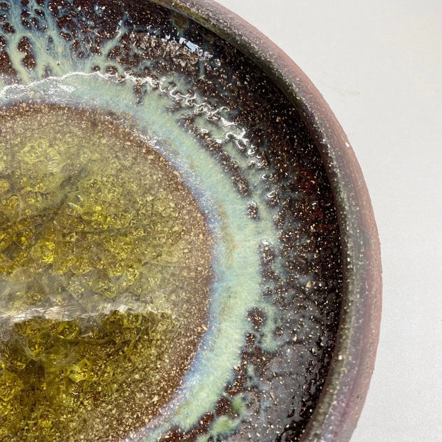 Brown Ceramic Studio Pottery Bowl Shell Element by Gerhard Liebenthron, Germany, 1970s For Sale - Image 8 of 18