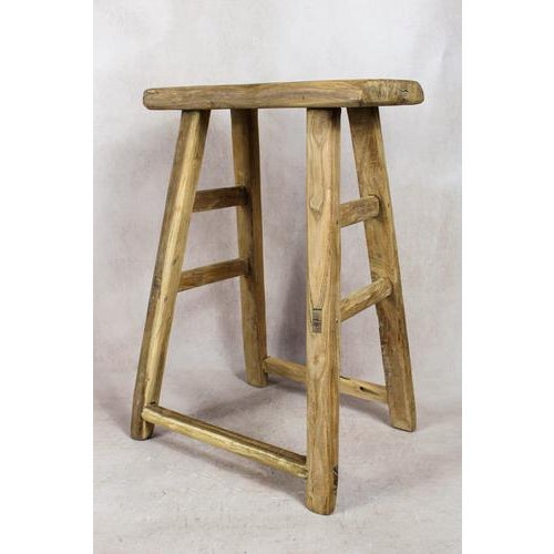 Rustic Vintage Rustic Elm Stool For Sale - Image 3 of 5