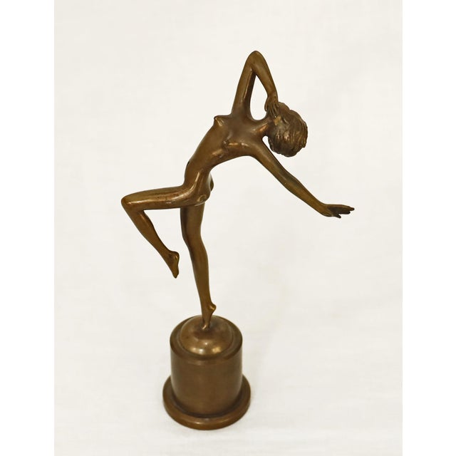 Lorenzl Female Nude Dancing female nude, designed by Josef Lorenzl circa 1930. Patinated bronze on a bronze base. Marked...