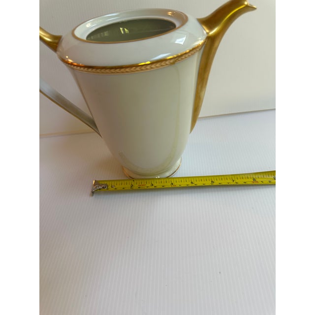 White Vintage Limoges France Large 1000 Ml White With Gold Trim Coffee Pot With Lid by Cenpor For Sale - Image 8 of 18