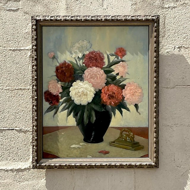 Vintage Floral Still Life Signed Original Oil Painting on Canvas | Chairish