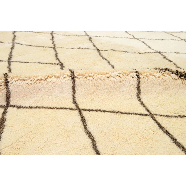 Ivory Contemporary Moroccan Style Oversize Wool Rug With Geometric Design For Sale - Image 4 of 10