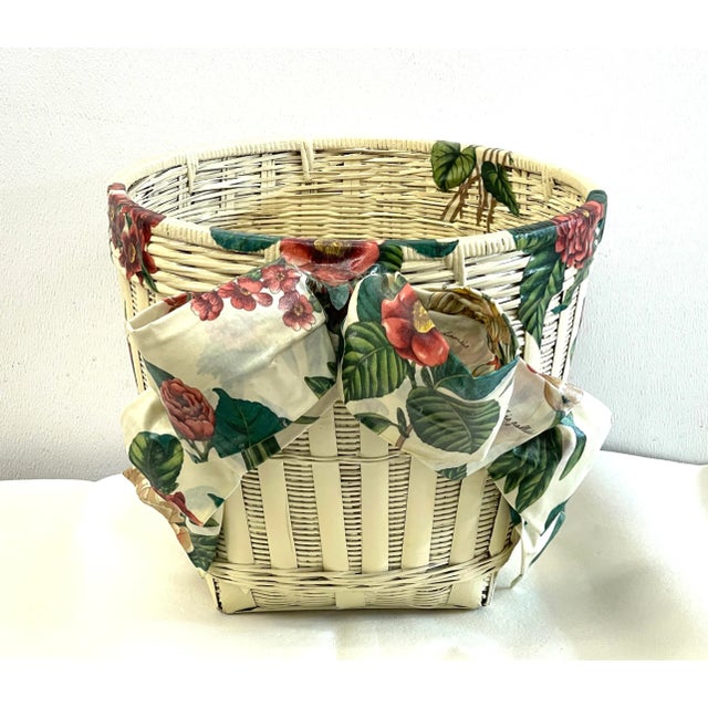 American French Painted Floral Decoupage Basket Planter For Sale - Image 3 of 13