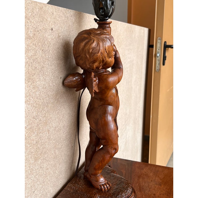 19th Pair of Italian Hand Carved Walnut Monumental Nightstands With Lamp For Sale - Image 10 of 13