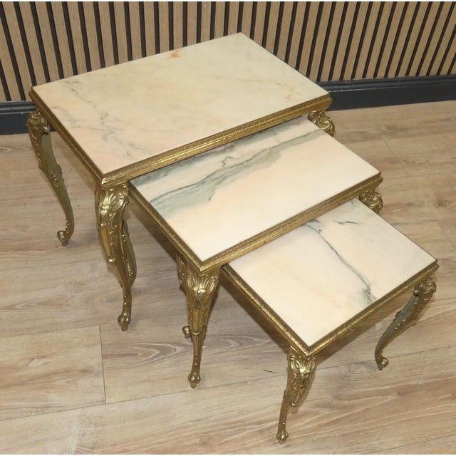 Hollywood Regency Nesting Tables in Marble, 1960s, Set of 3 For Sale - Image 12 of 12
