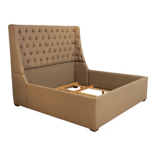 Custom Upholstered Tufted King Size Bed For Sale