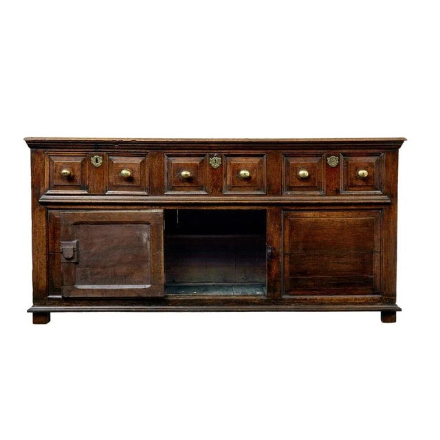 Brown 18th Century English Carved Oak Dresser, 1720s For Sale - Image 8 of 11