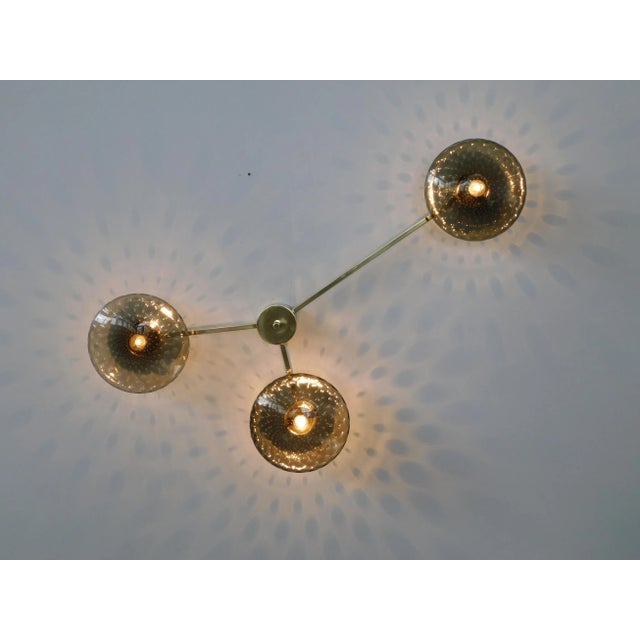 Fabio Ltd Trio Polished Brass Smoky Bubbles Glass Flush Mount by Fabio Ltd For Sale - Image 4 of 8