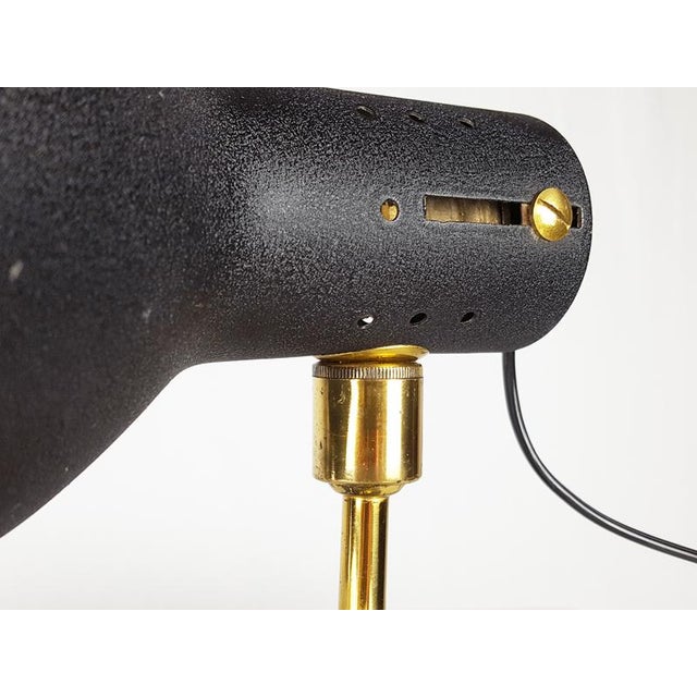Mid-Century Modern Adjustable Wall Lamps in Black Painted Aluminum and Brass, 1950s, Set of 2 For Sale - Image 14 of 15