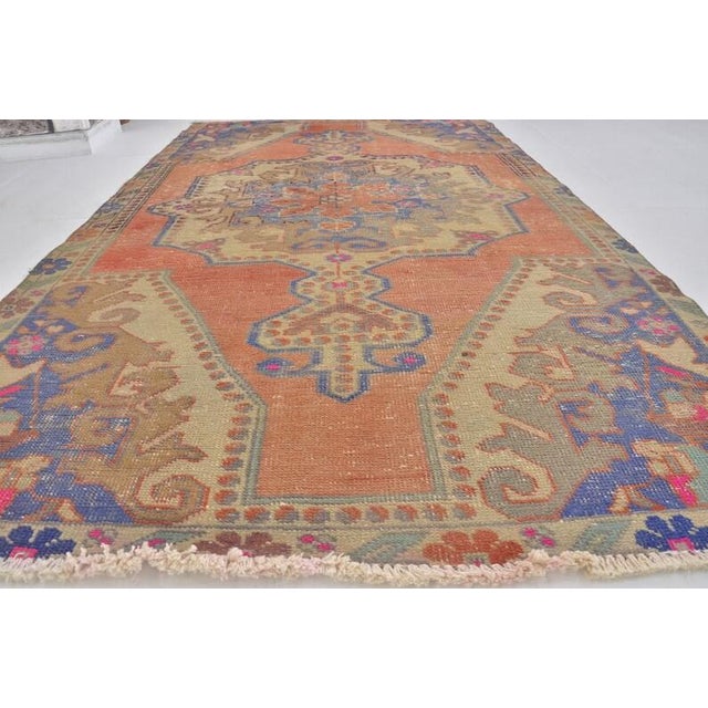 Handmade wool carpet in Turkish Anatolia , Vintage Oushak Rug,Turkish Vintage Anatolian Rug, Handmade wool Rug . One Of...