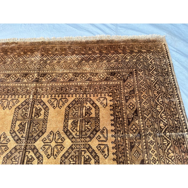 Terracotta Camel Afghan Ersari Hand-Knotted Wool Rug - 6'7" X 9'7" For Sale - Image 9 of 11