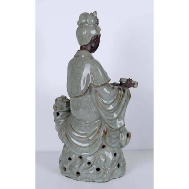 Late 19th / Early 20th Century Antique Very Good + Overall Condition Guanyin (Kwan Yin) Goddess of Mercy Buddha Celadon...