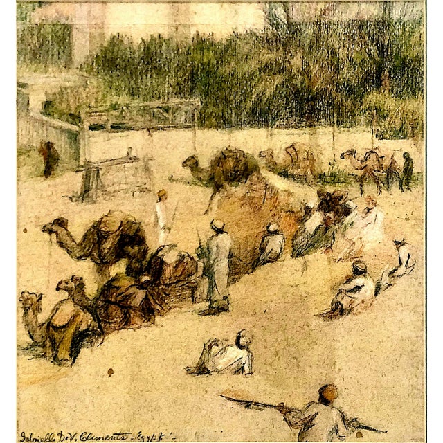 On offer is a mixed-media Orientalist drawing and watercolor done by American painter, printmaker and muralist Gabrielle...
