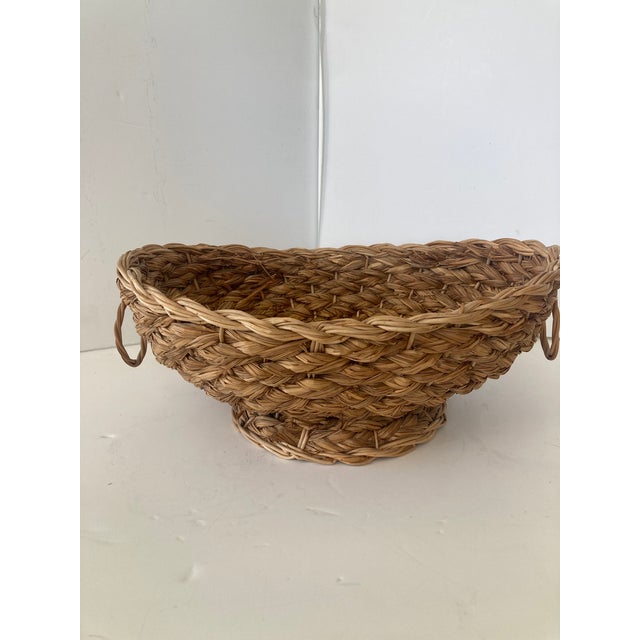 Boho Chic Rush Oval Centerpiece With Wicker Rings For Sale - Image 4 of 9