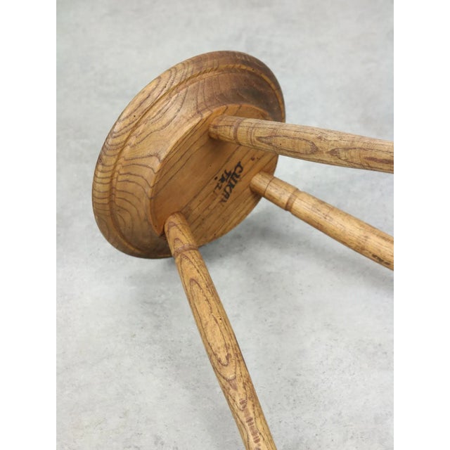 Brown Vintage Brown Wooden Stool For Sale - Image 8 of 11