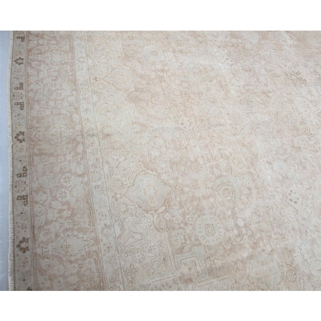 Textile Persian Vintage Tabriz Rug With Delicate Medallion in Muted Neutrals - 8' 7'' X 12' 10''' For Sale - Image 7 of 14