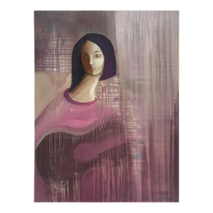 Vintage Abstract Painting by Gloria Allison, Cuban -American Artist