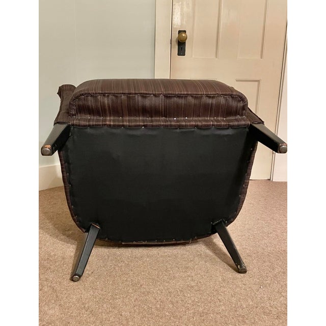 1960s 1960s Mid-Century Italian Attributed to “Gio Ponti” Arm Chair With Upholstered Brown Horse-Hair Fabric For Sale - Image 5 of 7