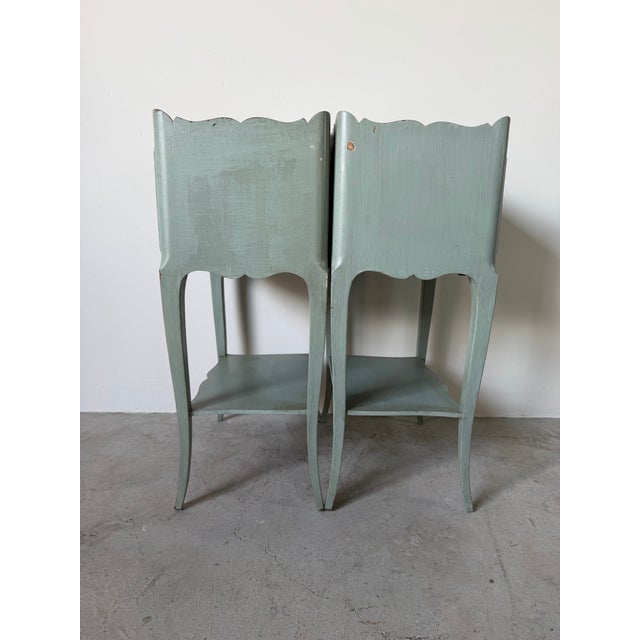 Green 1960s Vintage French Louis XV Style Painted Nightstands - A Pair For Sale - Image 8 of 12