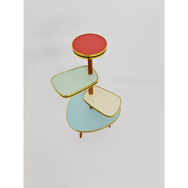 Big 1950s german plant stand, colorful vintage mid-century minimalist indoor plant stand side table retro flower table it...