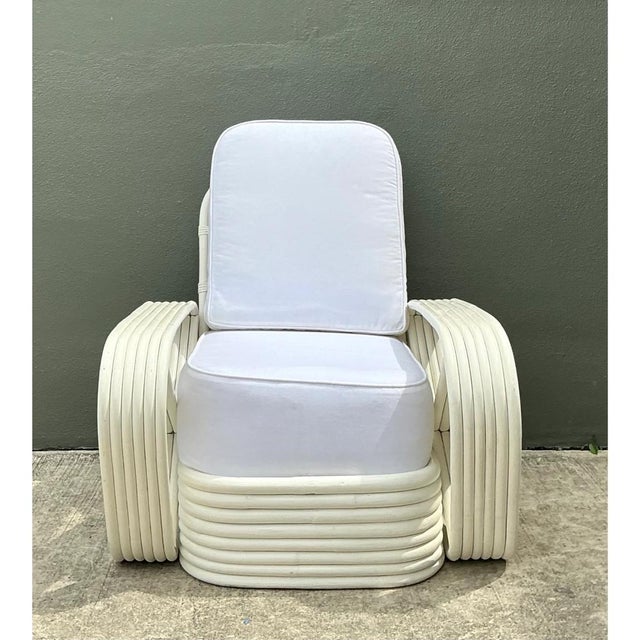 1950s Vintage Paul Frankl Six Strand White Rattan Sofa For Sale - Image 5 of 12