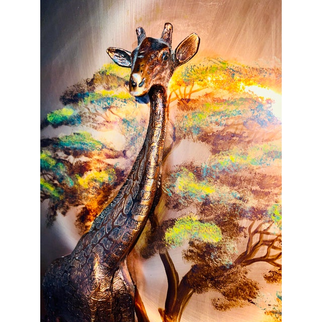 3-Piece Signed Gastone Safari Relief Set – Elephant & Calf, Zebra, XL Giraffe – Matching 25×19 Mid-Century Panels For Sale - Image 11 of 12