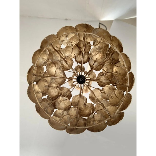 Contemporary Contemporary Gold Florentine Iron Pendant Light For Sale - Image 3 of 7