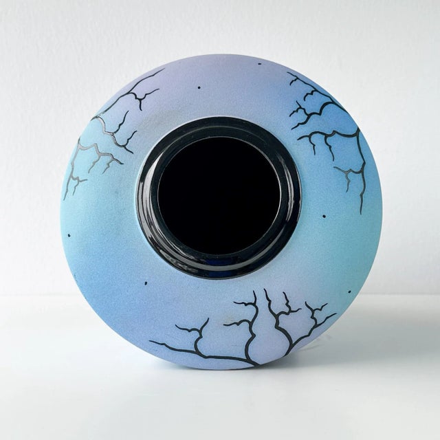 Postmodern Lynne Rachel Goldstein Lightening Glazed Vase For Sale - Image 10 of 12