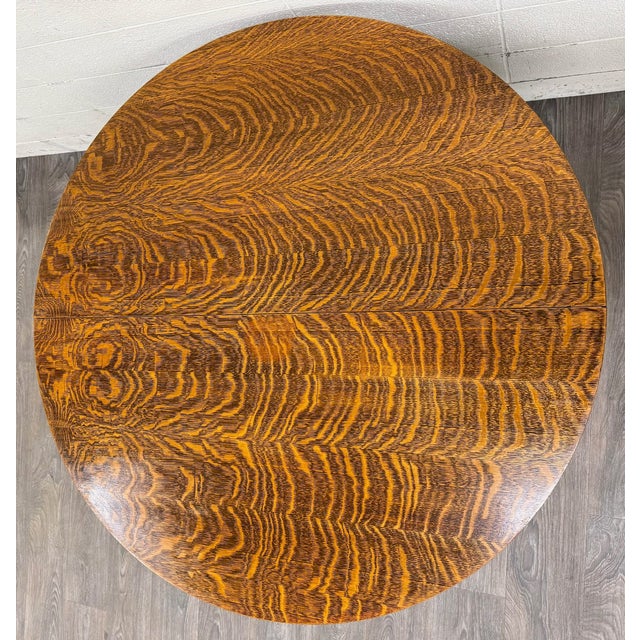 Antique 48 Inch Tiger Oak Round Pedestal Dining Table For Sale - Image 12 of 12