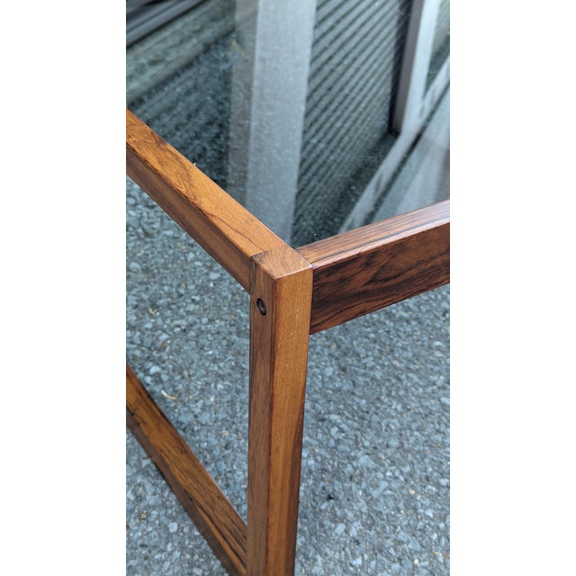 Danish Rosewood Coffee Table | C. 1960s | Smoked Glass Top For Sale - Image 4 of 7