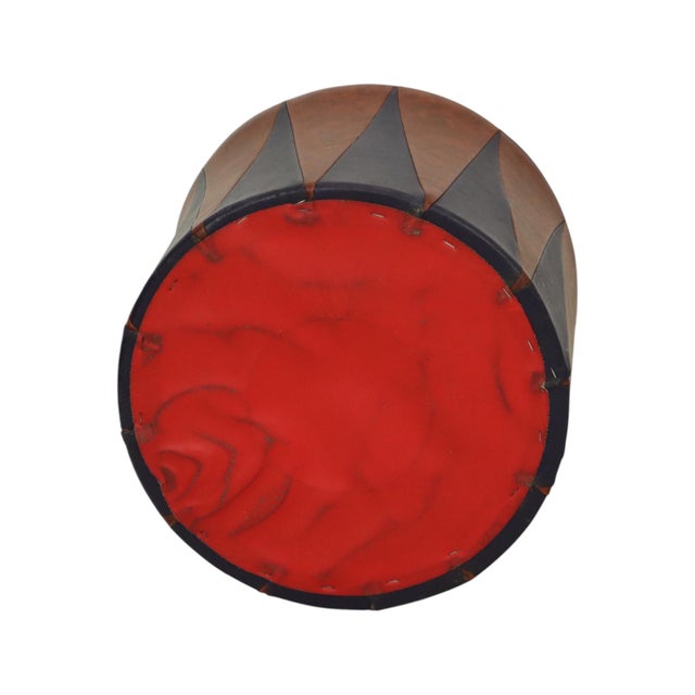 Textile Vintage Round Pouf in Two-Tone Skai Sixties, 1960s For Sale - Image 7 of 12