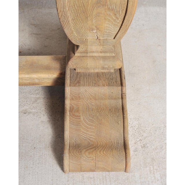 Country Italian Provincial Stripped Oak Trestle Dining Table 7 Ft For Sale - Image 15 of 18